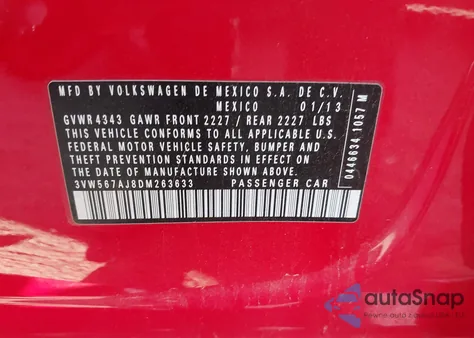 2013 Volkswagen Jetta Gli Autobahn W/Nav from USA, damaged, VIN 3VW567AJ8DM263633